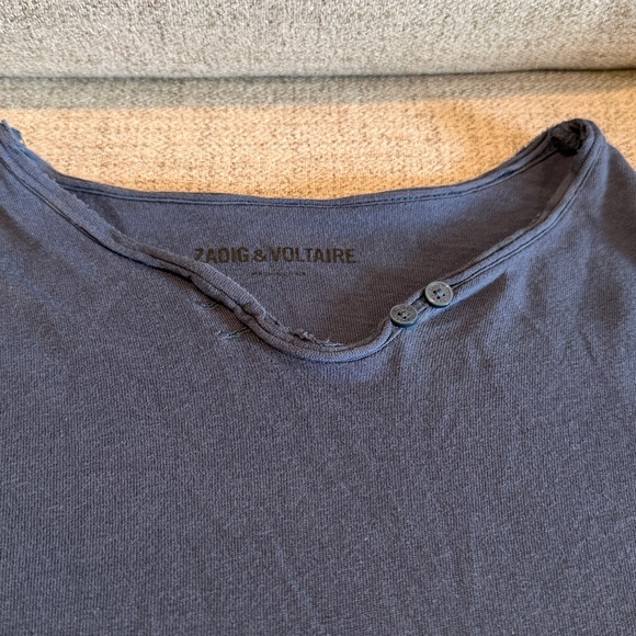 Zadig & Voltaire Girls Size 8 “I want more Rock & Roll” long sleeve blue shirt - Picture 2 of 10